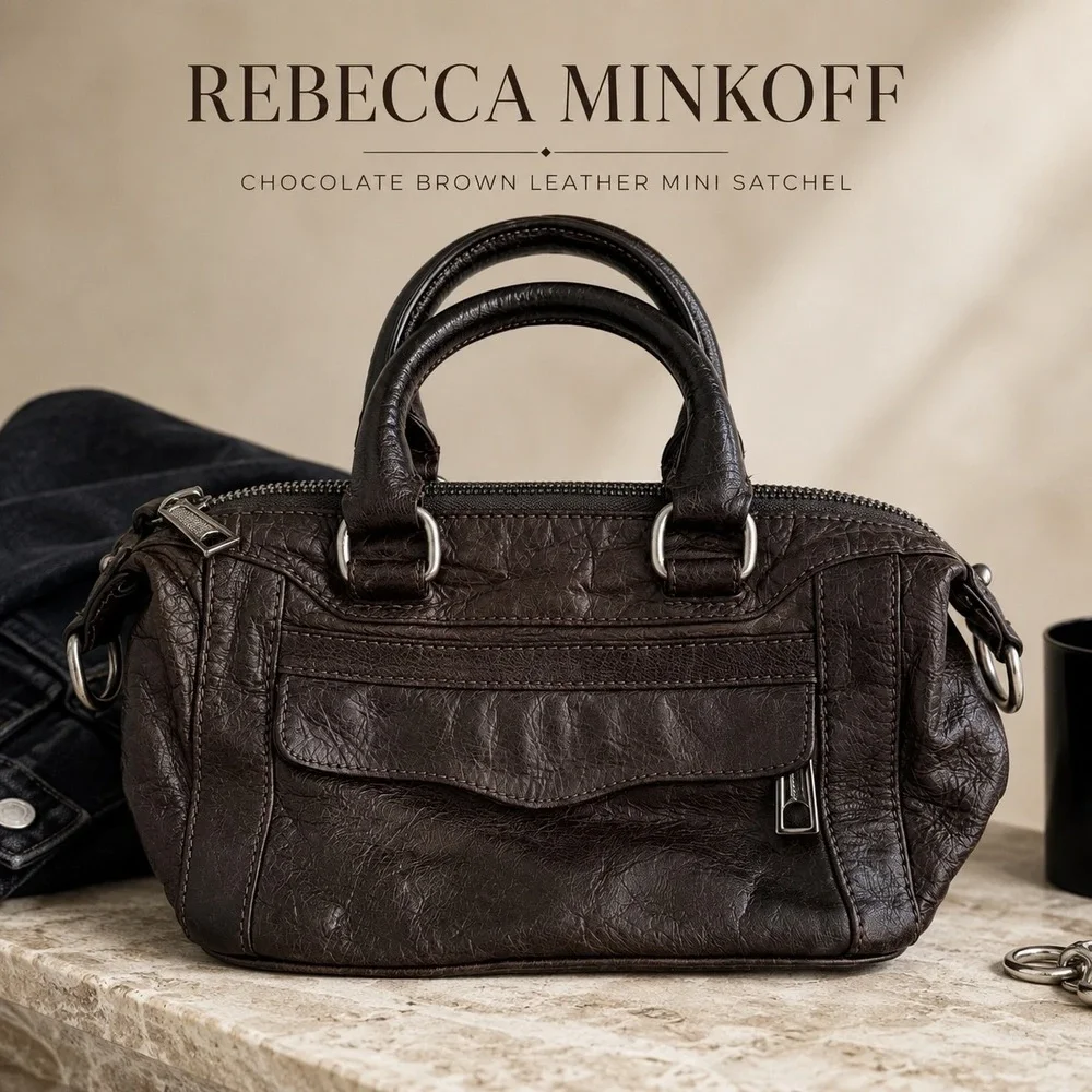 Rebecca Minkoff Brown Leather Mini Satchel Y2K Moto Indie Sleaze Handbag